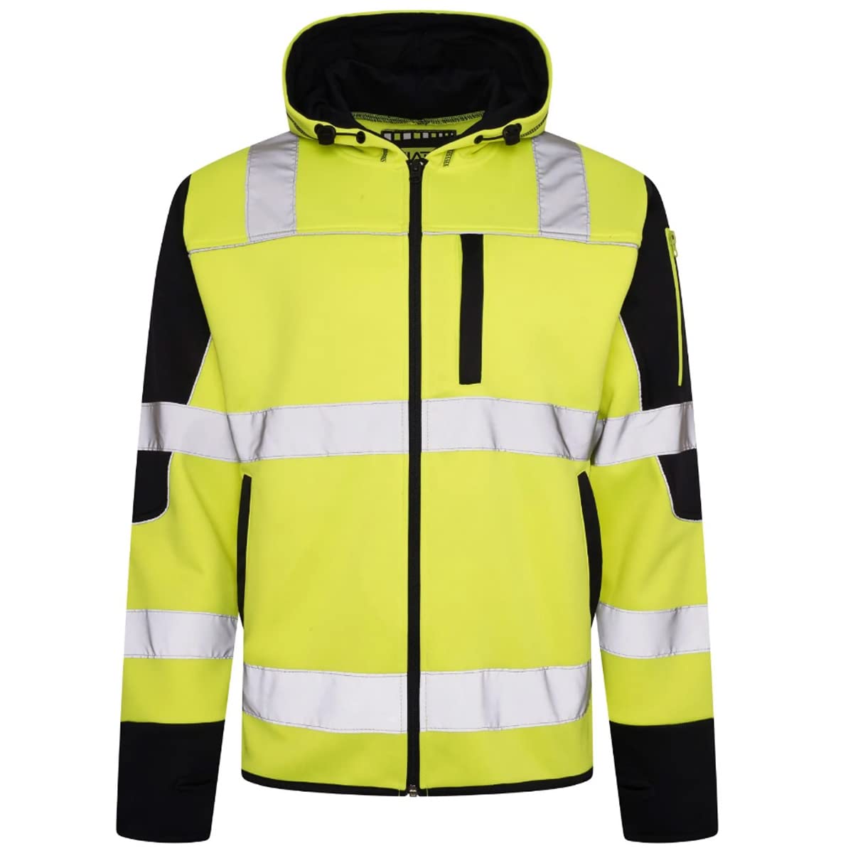 Durus Workwear Men's Yellow/Navy Hi Vis Zip Hoodie Reflective Safety Security Protective Workwear Jacket