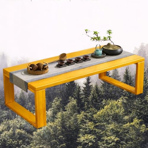 Image of Foldable Japanese Floor Tea Table Minimalist Low Height Wooden Coffee Table Zen Style Solid Wood Living Room Bedroom Hall Garden Table (Teak, 100 x 40 x 30)