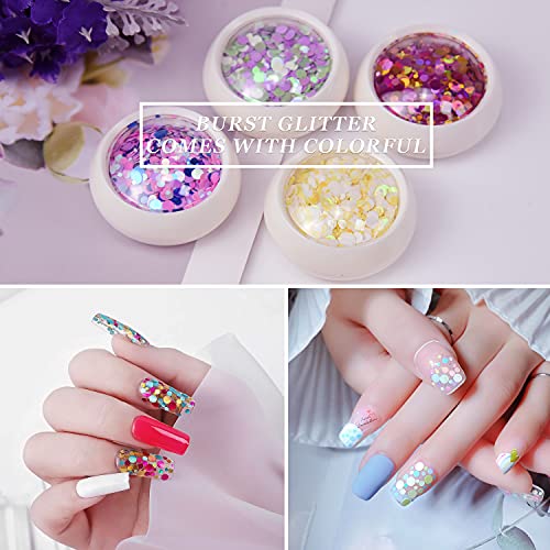 MENOLY Nail Art Kit for Beginners, Nail Art Supplies with Nail Brushes, Nail Dotting Pens,Nail Transfer Stickers, Round Shell Stickers,Glitter Powder,Nail Sequins Nail Rhinestones,DIY Nail Designs - Thumbnail 7