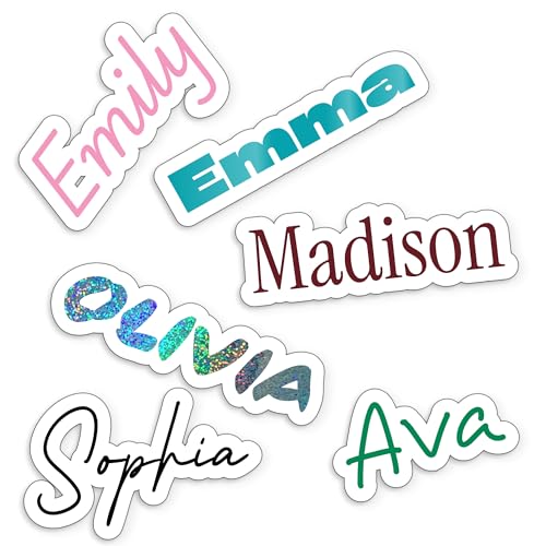 Custom Name Stickers for Water Bottles - Vinyl Personalized Name Decals Waterproof (Any Size Small or Large) for Bottles Cups Tumblers Laptops Computers - Made in USA (3 Stickers)