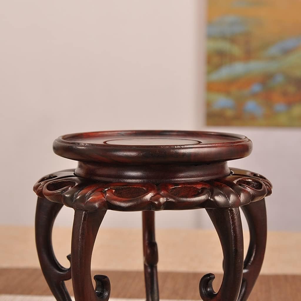 TEESONG 盆栽 台座 木彫り 装飾ベース ラウンド 高足 花瓶 ディスプレイ スタンド 小型 盆栽 オーナメント アンティーク