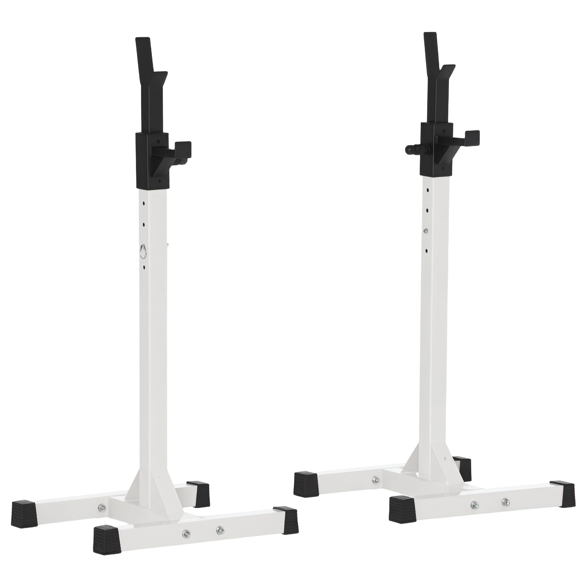 HOMCOM Supporto Porta Bilanciere Universale per Casa e Palestra, Squat Rack Altezza Regolabile in Acciaio Carico Massimo 150kg, Bianco e Nero