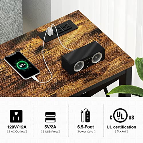 Rolanstar Bookshelf 6 Tier With 4 Hooks, Industrial Wood Bookcase, Vintage Storage Rack Bundle Narrow Console Table #TOP5