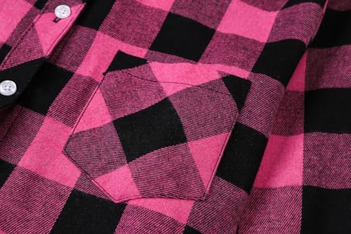 Image of SANGTREE Women and Girls Long Sleeve Flannel Casual Button Down Plaid Shirt