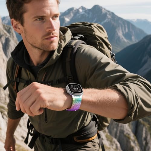 Image of BXUXOHS Milanese Loop for Apple Watch Bands for Men 42mm 41mm 40mm 38mm,Tactical Mecha Strap Military-Grade Design,Magnetic Mesh Metal Wristband for iWatch Series 11 /10 /9 /8 /7 /6 /5 /4 /3 SE /3 /2