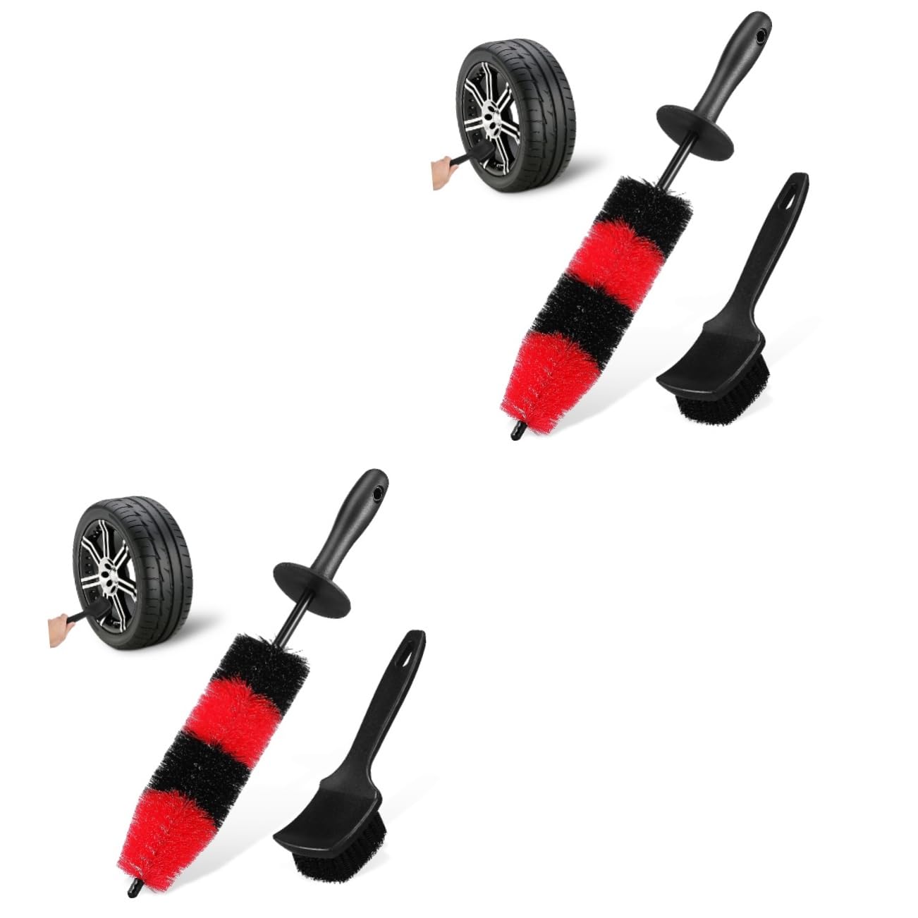 iplusmile 2 Sets Auto-radreiniger Reifenbürste Radnabenbürste Autowaschbürsten Autofelgenreinigerbürste Detaillierungsset