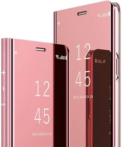 LEECOCO Galaxy Note 10 Plus Funda delgada de lujo transparente con ventana galvanizada espejo Flip Ultra delgado cuerpo completo Kickstand Bookstyle