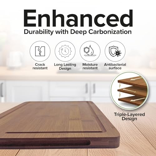 Set de 3 Tablas de Cortar de Bambú con Asas y Surcos miniatura 3