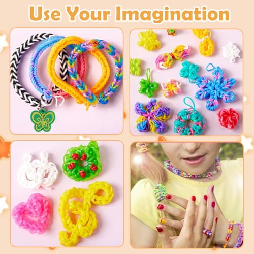 Image of PATPAT Loom Rubber Band Bracelet Making Kit, 13-Color Elastic Woven Rubber Bands Bracelet Making Set with Assorted Charms, DIY Jewelry Craft Set with Beads, Cords & Accessories for Kids and Adults