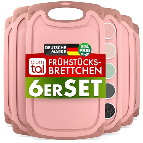 Blumtal Frühstücksbrettchen Kunststoff 25x15 cm im 6er Set - Brettchen spülmaschinenfest - Frühstücksbretter Kunststoff BPA-frei - Schneidebrett spülmaschinenfest - Frühstücksbrett Rose