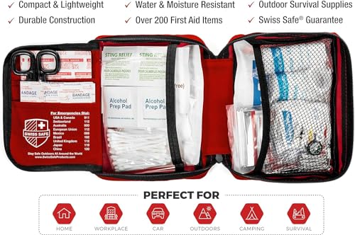 Swiss Safe FBA_FA0200 2-In-1 First Aid Kit For Car, Travel & Home, Businesses - Bonus Mini Kit For Medical Emergency Aid, Survival thumb #2