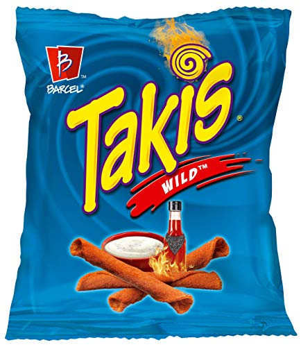 Takis - Crunchy Rolled Tortilla Chips – Wild Flavor (Spicy Buffalo Ranch), Box with 6 Bags (4 oz each)