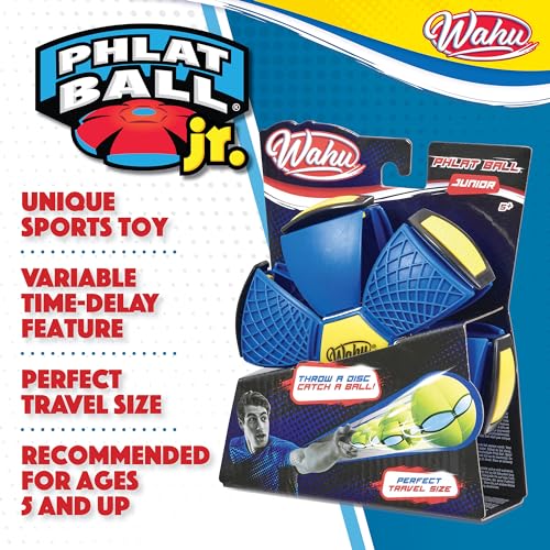 Wahu - PHLAT BALL Junior - Blau - Mini Faltbare Wurfscheibe - Outdoor-Spiele für Kinder ab 5 Jahren - Innovative Ball 10,2cm, Frisbee 15,2cm - Outdoor-Spiele für 2+ Spieler - Mini-Reiseversion