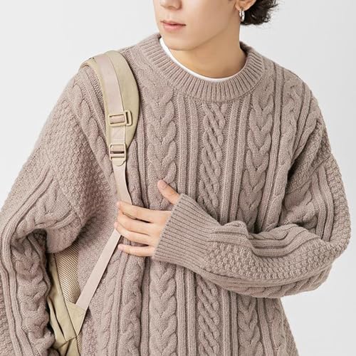 Pull tricoté de qualité à col rond pour homme coupe ample chic couleur gris - 4