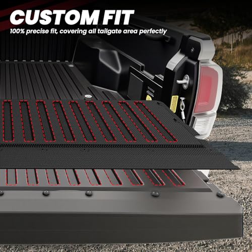 Image of LASFIT Tailgate Mat for Toyota Tacoma 2016-2023 (Not Fit Drop-in Liners), All Weather Truck Tailgate Liner for Tacoma TPE Tailgate Protector Liner Tacoma 2016-2020 2021 2022 2023 Accessories, Black