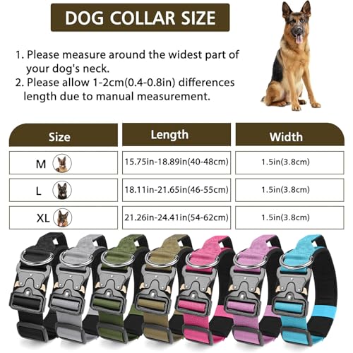 Ledeak Taktisches Hundehalsband mit Griff, Verstellbares Anti Zieh Breites Hunde Halsband Gepolstert, Dog Collar mit Metallschnalle erziehungshalsband für Hunde (Khaki, M)