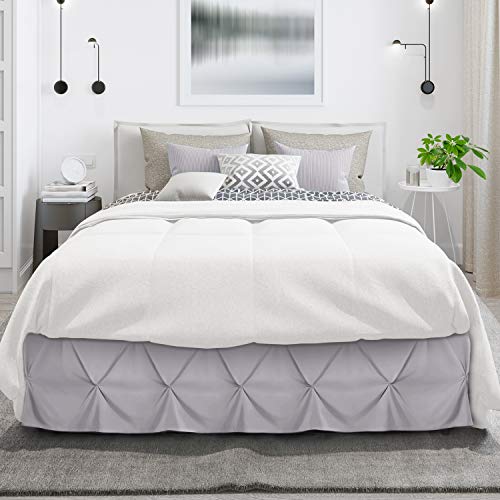 Image of Nestl Grey Lavender Bed Skirt Twin Size, Pinch Pleat Twin Bed Skirt, 14 inch Inch Drop Twin Bedskirt, Hotel Quality Grey Lavender Bed Skirts, Premium Microfiber Grey Lavender Twin Bed Skirt