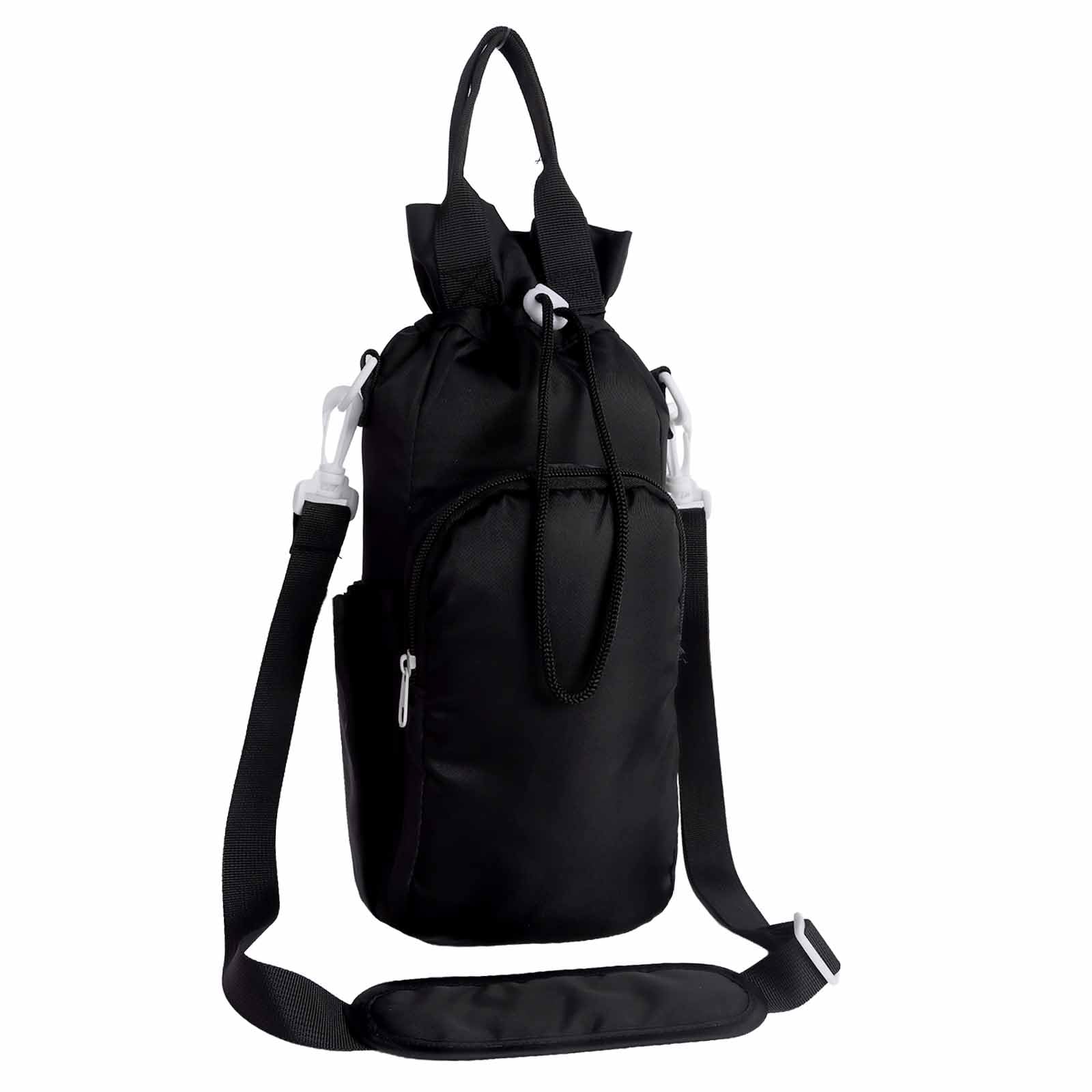Hittriu 40oz Insulated Water Bottle Carrier Bag, Bottle Holder with Phone Pocket and Adjustable Strap, for Outdoor Hiking Walking Sports Men Women (Black)