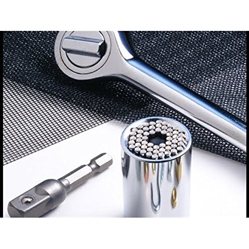 KIT CHAVE SOQUETE UNIVERSAL INTELIGENTE 7 A 19MM + CATRACA + ADAPTADOR PARA PARAFUSADEIRA MULTIDIME