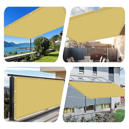 Voile d'ombrage rectangle extérieur jaune sable filet antidéchirure 180x800 - 3