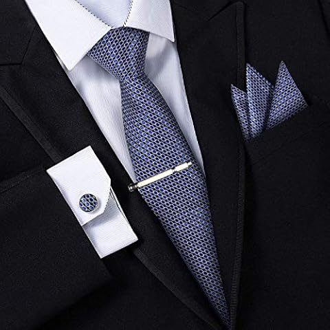 Jorlyen Men Tie Set - Silk Classic Men Tie with Handkerchief & Cufflinks & Necktie & Pocket Square - Handmade Artificial Silk in an Designs, incl. (Multiple Designs) Cover