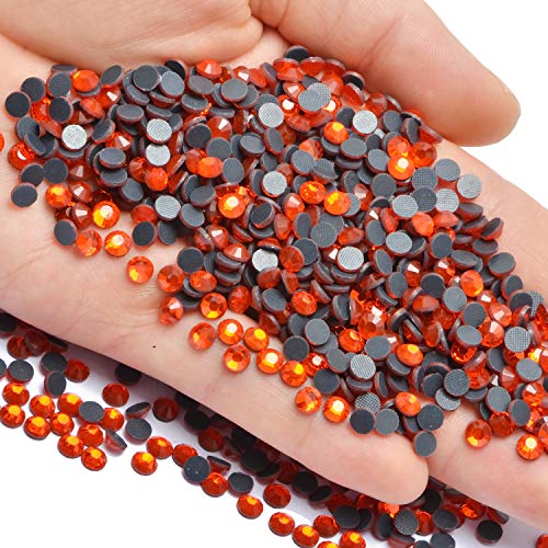 Image of 3000 Pieces Hot Fix Glass Flatback Rhinestones HotFix Round Crystal Gems (Orange, SS10)