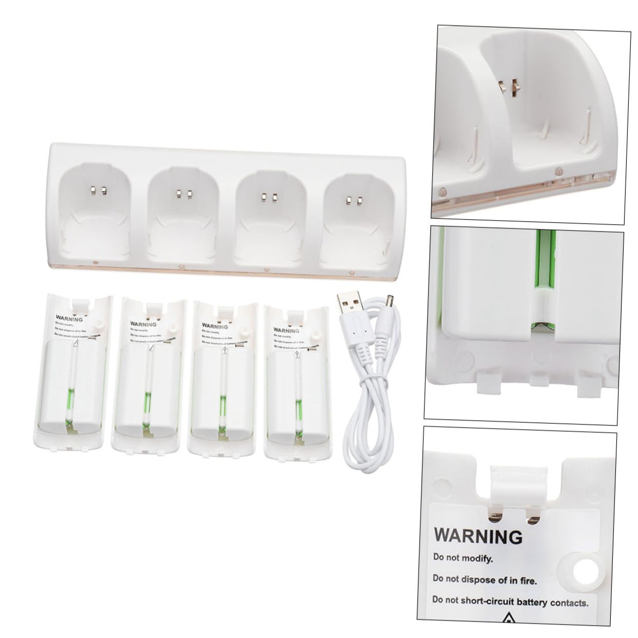 Chargeur de Batterie Blanc à 4 Emplacements, 1 Set