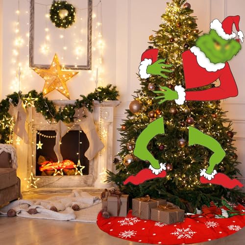 Whimsical Christmas Tree Decorations, Funny Christmas Thief Tree Hanging Ornaments Naughty Christmas Tree Topper Whoville Farmhouse Christmas Decor Party Supplies Wall Window