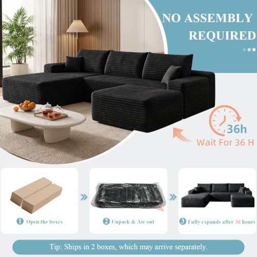 Image of Boneless Cloud Sectional Couch Modular Sofa with Ottoman for Living Room