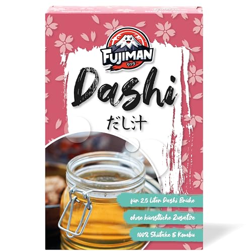 FUJIMAN Dashi Brühe Beutel küchenfertig | Dashi Paket aus Shiitake & Kombu - japanische Würzbrühe | vegan glutenfrei laktosefrei ohne Geschmacksverstärker (5 x 8 g)