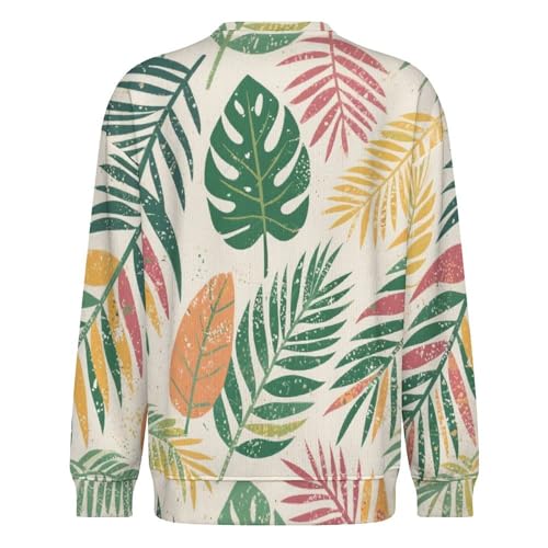 MoBlinko Sweaters for Men Summer Palm Leaves Mens Crewneck Sweater M Long Sleeve Lightweight Pullover3
