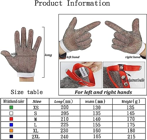 Guantes anticorte de acero inoxidable con eslabones de seguridad para fábrica 7