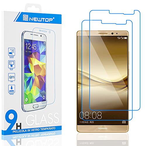 N NEWTOP Pellicola Compatibile con HUAWEI MATE 8, GLASS FILM 0.3mm 9H Vetro Temperato Proteggi Schermo Display Anti Urto Protezione (2 Pezzi)