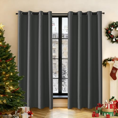Ystyle Rideau Occultant Lot De 2, 140x180cm, Rideau Exterieur Impermeable, Rideau Thermique Isolant Anti Chaud Intérieurs, Rideau Phonique Anti Bruit, Moderne...