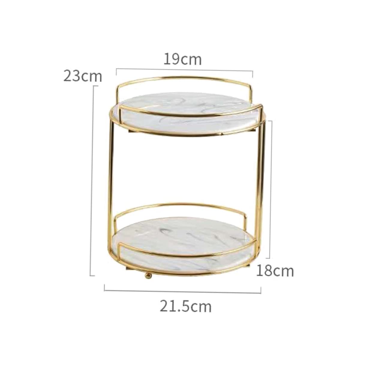 Ipetboom 1Pc Iron Art Double Desktop Holder for Cosmetics and Sundries Chic Storage Rack with Marble Pattern Finish Durable Organizer for Home and Vanity Use