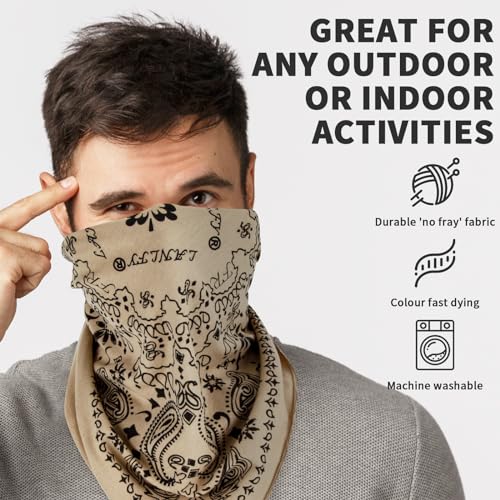 Image of FR Bandanas for Men 100% Cotton Face Covering Headwear Flame Resistant Neck Tie Lightweight UV Protection