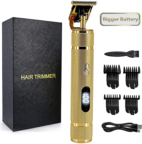 Professional Cordless Hair Trimmer, SUNKLOOF Hair Clippers for Men 0mm Baldheaded Clipper T-Blade Hair Clipper Zero Gapped Edgers Clippers Detail Beard Shaver Rechargeable with LED Display Trimmer Kit