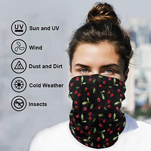 Bandanas for Women Face, Neck Gaiter Mask Headband for Men Women Mask Cherry3