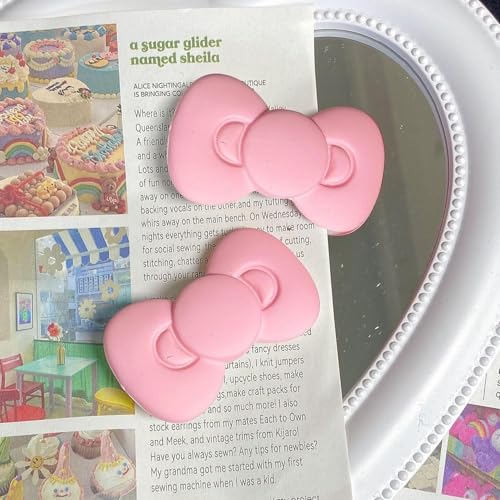 Puryupearl 1Set Of 2 Pink Bow Hair Clips Pink Bows For Girls , Bow Hair Barrettes For Women thumb #2