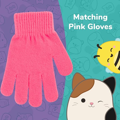 Squishmallows Beanie Hat and Gloves Set, Girls Cuffed Winter Knit Cap and Matching Mittens4