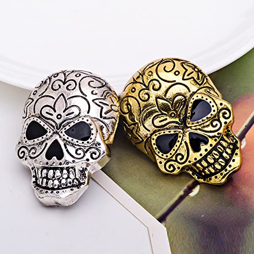 Image of Vintage Skull Head Brooch Pin Skeleton Rose Flower Pins Clip Lapel Shawl Sweater Scarves Dress Suit Backpacks Badge Hat Brooches Pins Fashion Halloween Jewelry Gifts for Women Girls Men Accessories