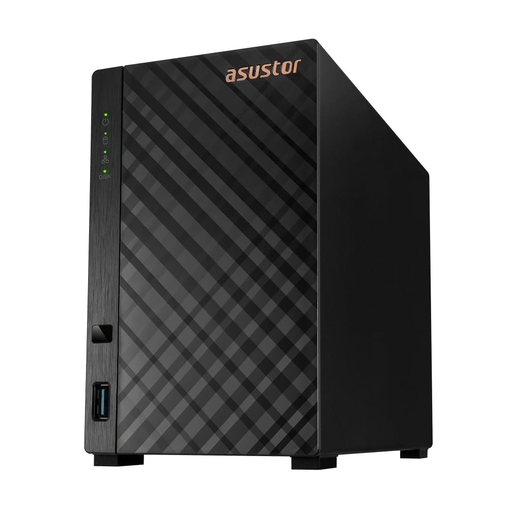 Asustor Drivestor 2 Gen 2 AS1202T, Serveur NAS 2 Baies, Quad-Core 1.7GHz CPU, 2.5GbE Port, 1GB DDR4, 3 USB 3.0, Stockage en réseau (sans disques)