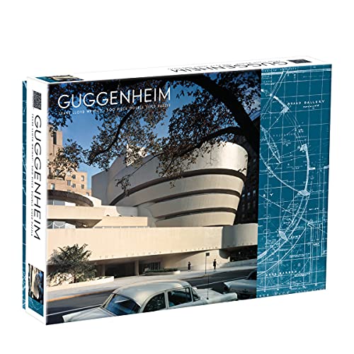 Galison Frank Lloyd Wright Guggenheim Two-Sided Jigsaw Puzzle, 500 Pieces, 24”x18” – Guggenheim Museum and Museum Blueprint – Challenging...