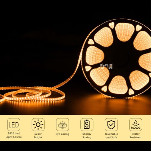 Image of DOJI 2835 Strip Lights for Home Decoration | 120 led per Meter led Strip Light | Rope Lights for Ceiling | Decoration Lights for Diwali, Christmas, Home, False Ceiling (Amber, 2 Meter)