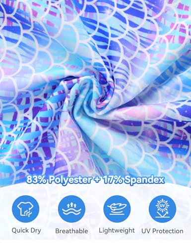 Image of Snowheart Girls Rash Guard Swimsuit Set Long Sleeve Bathing Suit Two Piece 3-12 Years