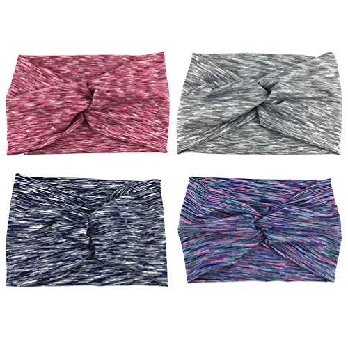 Minkissy Bandanas turbante torcidas Boho para yoga e treino esportivo (azul violeta cinza, vinho, ve