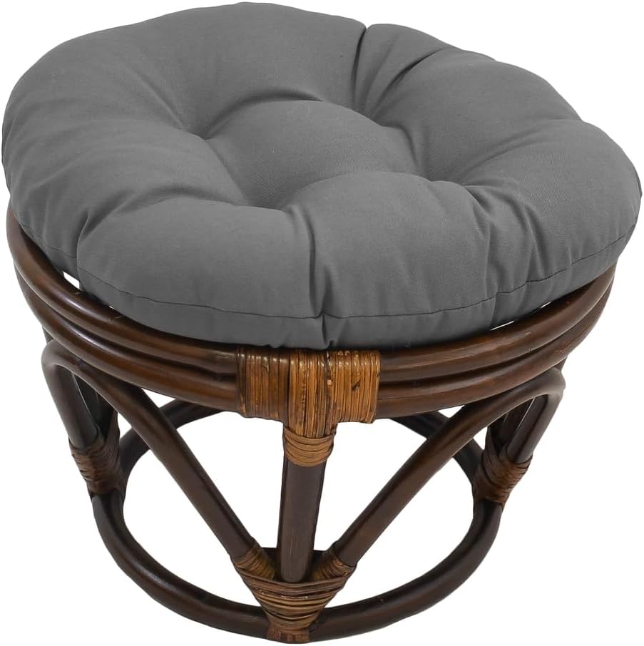 International Caravan Furniture Piece Rattan Footstool with Twill Cushion