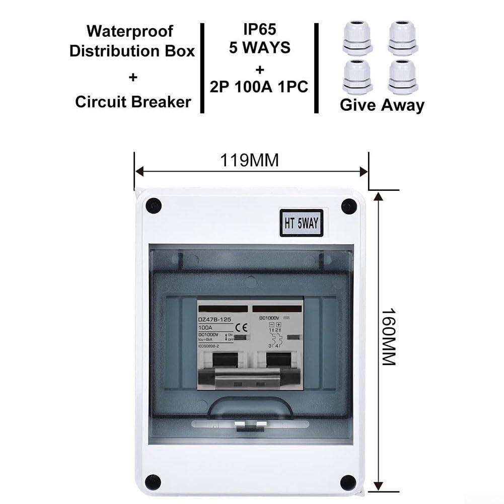 PV-Trennbox DC1000V Solar-Trennschalter für Photovoltaik-Montagestrukturen und DC-Verteilerplatinen IP65 Gehäuse (63A)