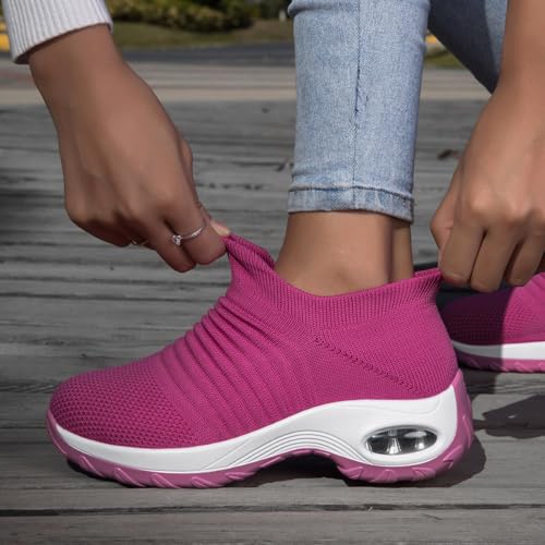 Image of Non Slip Work Shoes Women, Slip On Sneakers Women,Work Shoes Walking Gym Nurse Mesh Casual Fashion Sneakers Comfort Breathable Lightweight