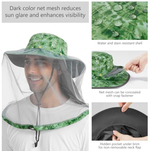 Image of BASSDASH UPF 50+ Mosquito Sun Hat with Hidden Head Net and Neck Flap for Men Women Outdoor Fishing Hiking Camping